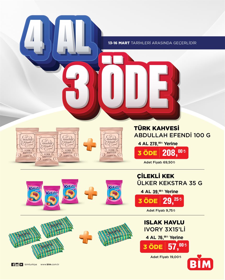 BİM - 4 AL 3 ÖDE