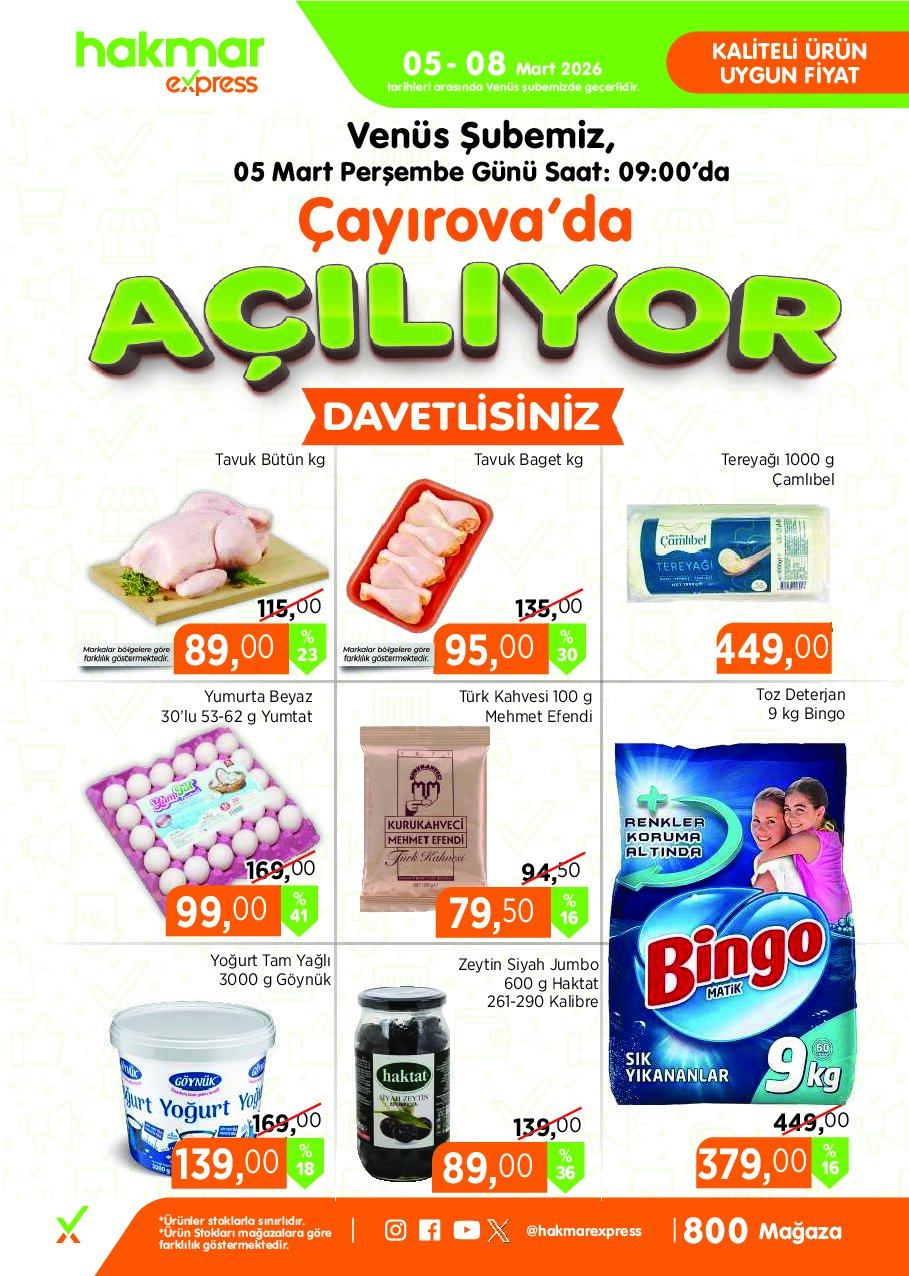 Hakmar Express - Açılış Mağazalarımız - 5-8 Mart 2026