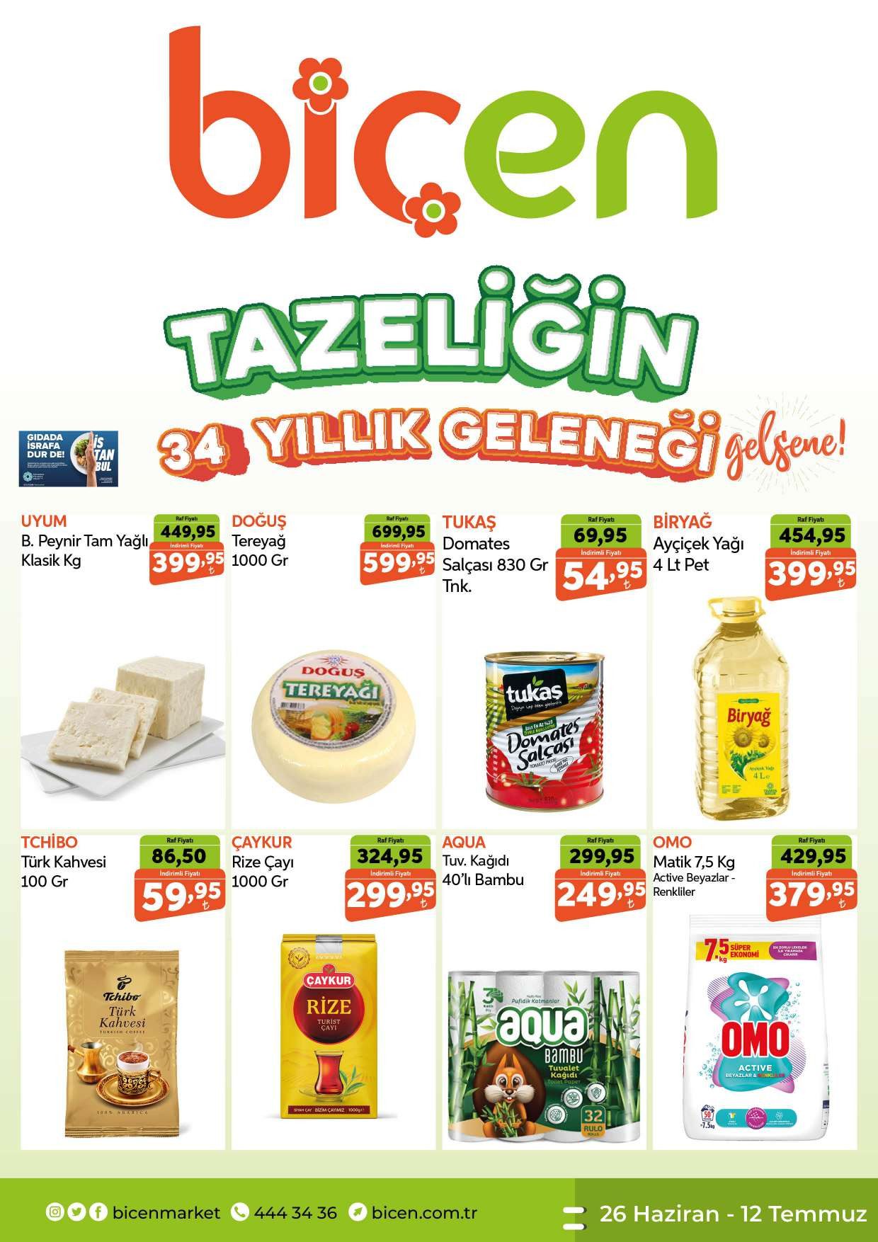 Biçen Market 26 Haziran - 12 Temmuz Aktüel Kataloğu - Sayfa 1
