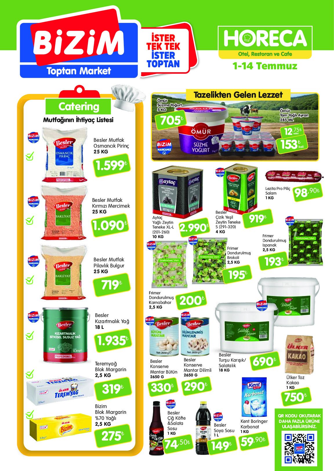 Bizim Toptan 01 Temmuz - 14 Temmuz HORECA Kataloğu - Sayfa 1