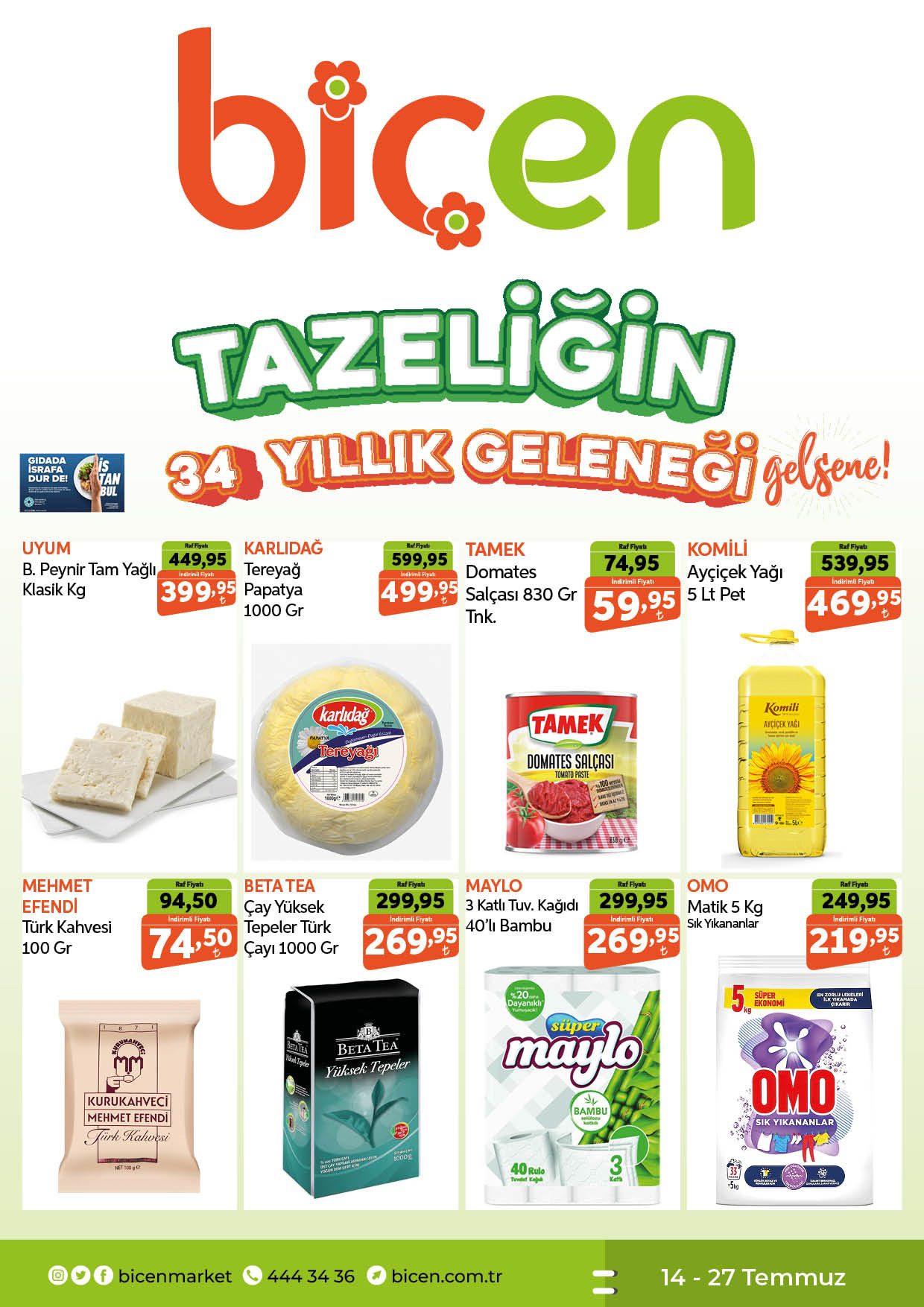 Biçen Market 14 Temmuz - 27 Temmuz Aktüel Kataloğu - Sayfa 1
