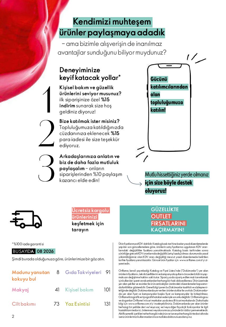 Oriflame 01 Ağustos - 31 Ağustos Online Katalog - Sayfa 2