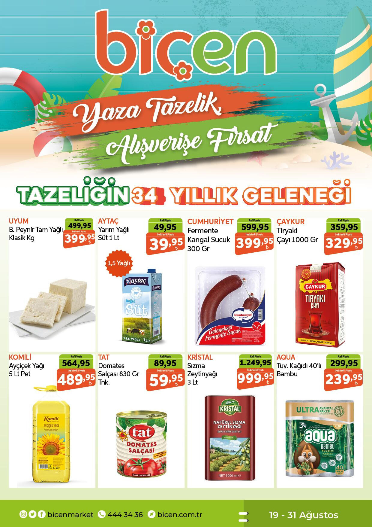 Biçen Market 19 Ağustos - 31 Ağustos Aktüel Kataloğu - Sayfa 1