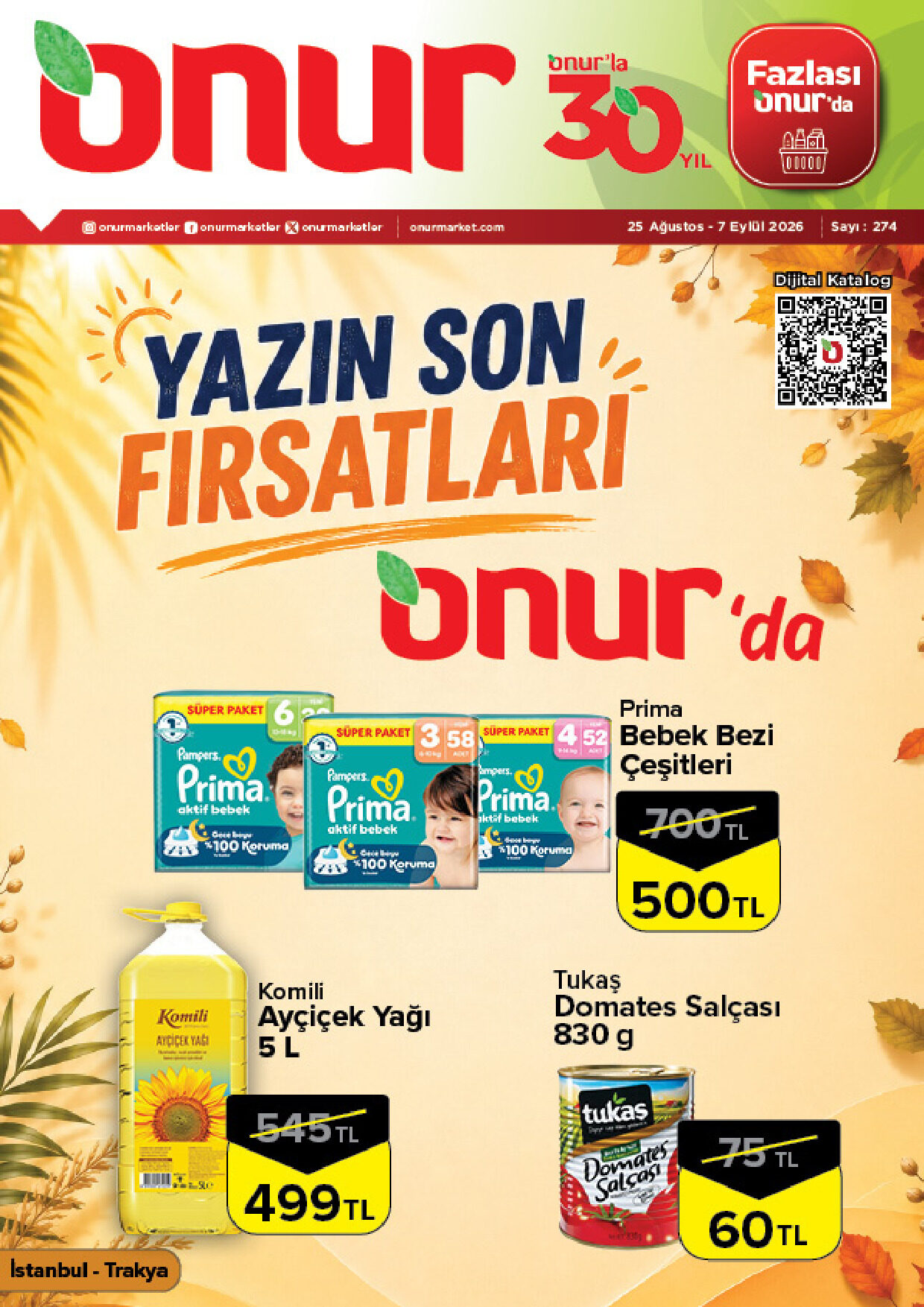 Onur Market 25 Ağustos - 07 Eylül Trakya Genel İnsert - Sayfa 1