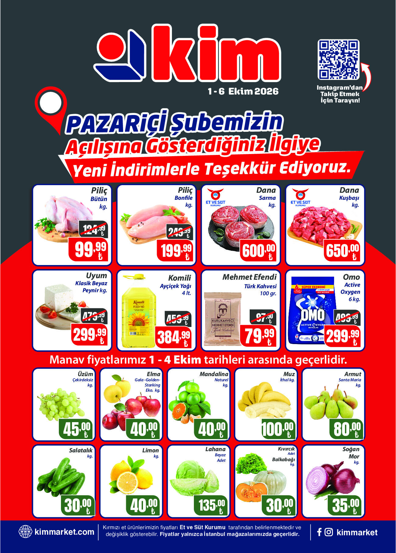 Kim Market 01 Ekim - 06 Ekim Pazariçi Şube Özel İnsert - Sayfa 1