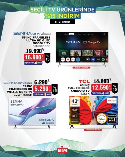 BİM 01 Temmuz- 31 Temmuz TV İndirim Kataloğu