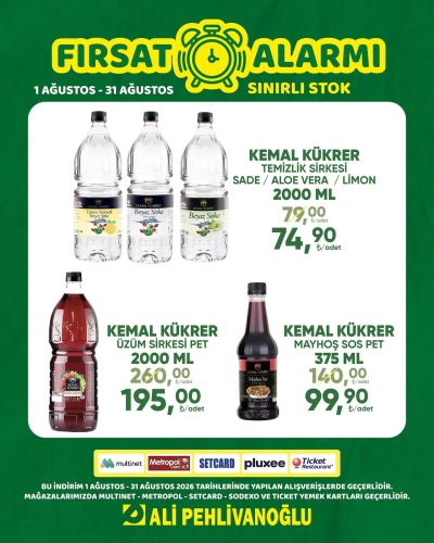 Ali Pehlivanoğlu 01 Ağustos - 31 Ağustos Fırsat Alarmı