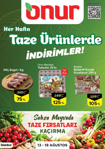 Onur Market 13 Ağustos - 19 Ağustos İstanbul Taze Ürünlerde İndirimler