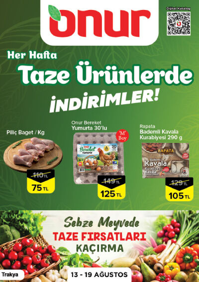 Onur Market 13 Ağustos - 19 Ağustos Trakya Taze Ürünlerde İndirimler