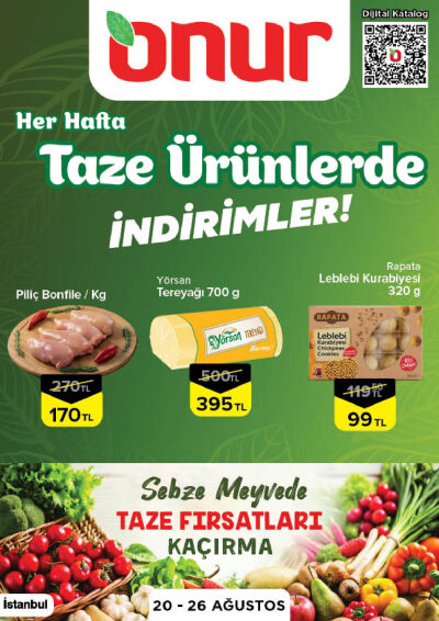 Onur Market 20 Ağustos - 26 Ağustos İstanbul Taze Ürünlerde İndirimler