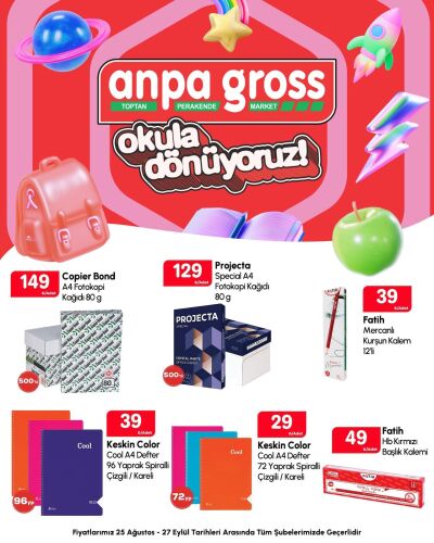 Anpa Gross 25 Ağustos - 27 Eylül Kırtasiye Kataloğu