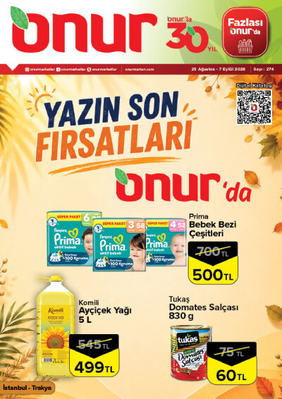 Onur Market 25 Ağustos - 07 Eylül Trakya Genel İnsert