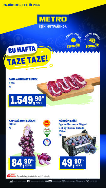 Metro 26 Ağustos - 01 Eylül Taze Ürünler Kataloğu