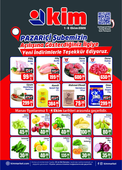 Kim Market 01 Ekim - 06 Ekim Pazariçi Şube Özel İnsert