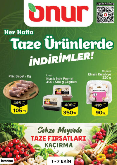 Onur Market 01 Ekim - 07 Ekim İstanbul Taze Ürünlerde İndirimler