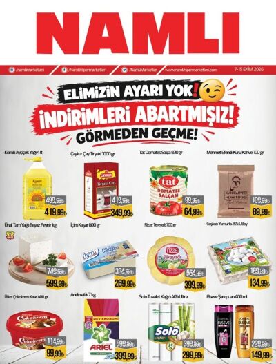 Namlı Hipermarket 07 Ekim - 15 Ekim Aktüel Kataloğu