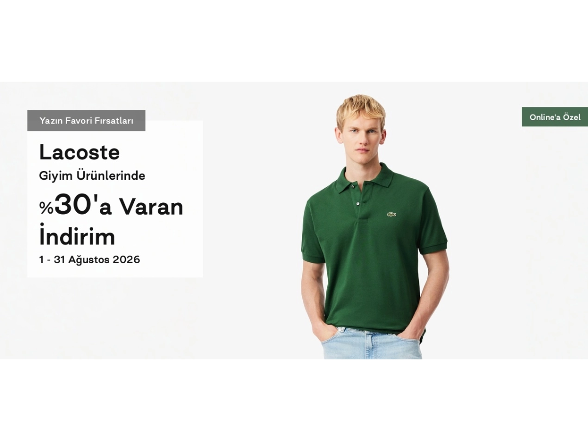 Lacoste Giyim Ürünlerinde %30'a Varan İndirim