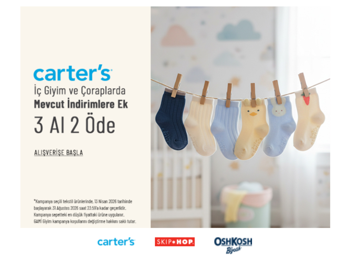 İç giyim ve çoraplarda Mevcut indirimlere ek 3 Al 2 Öde!